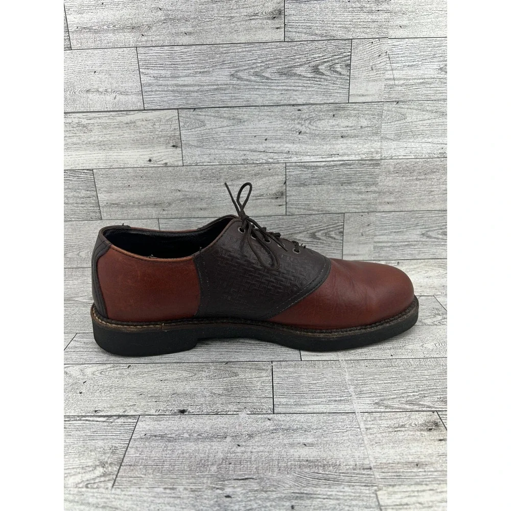 H S TRASK‎ Mens Saddle Shoes Brown Leather Lace Up Oxfords Size 9